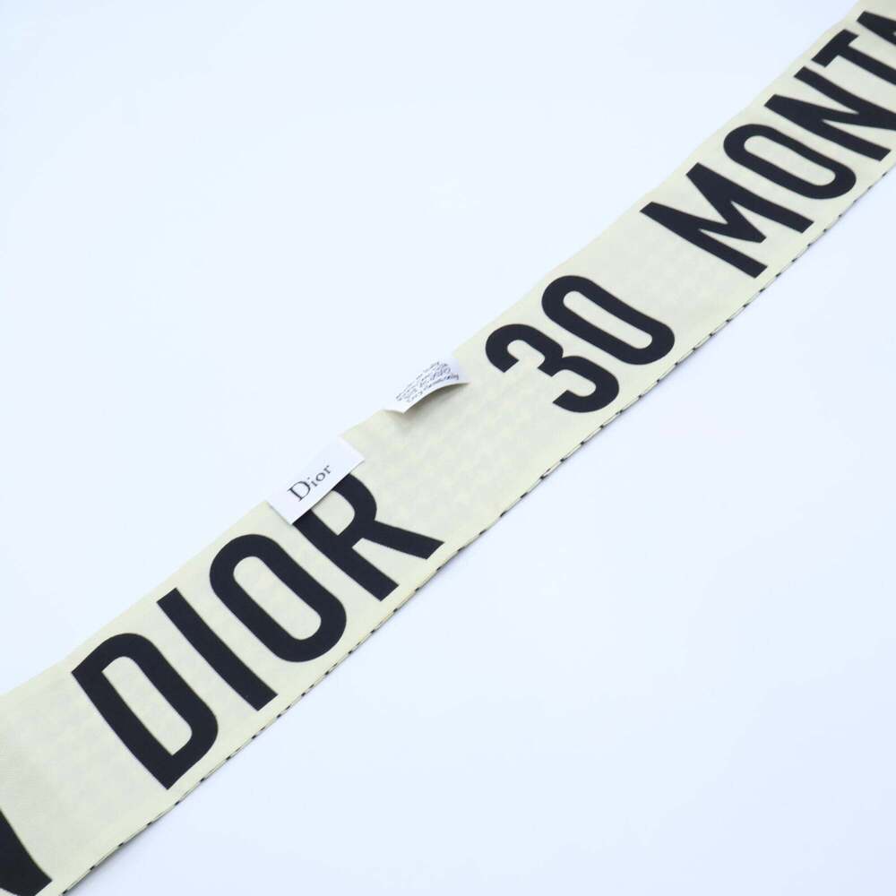 Christian Dior DIOR Logo Mitzah 100% Silk Scarf, Ivory x Black, Women's - Picture 6 of 8